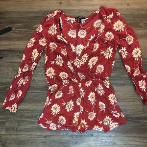 Flower long sleeve romper